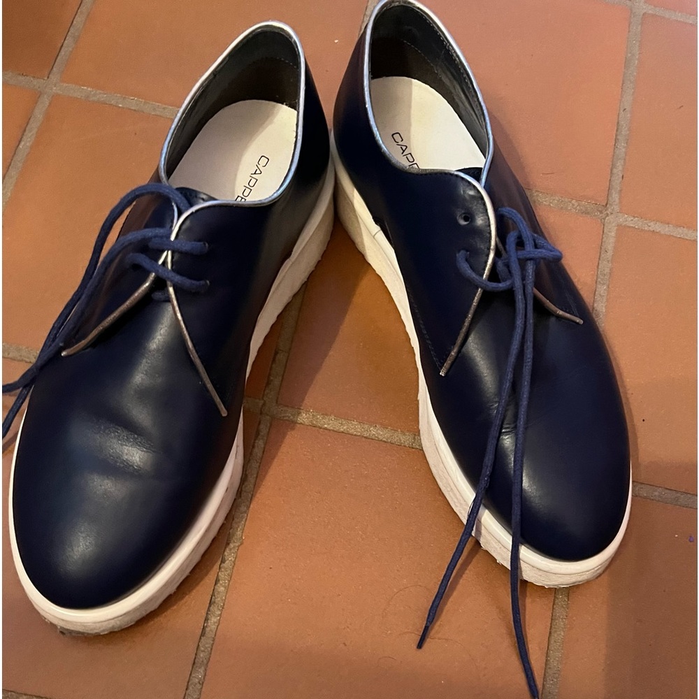 Cappelletti deep blue leather shoes with rubber sole Size 8 (38) Italian